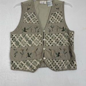 Casey & Max Cottagecore Floral Embroidered Patchwork Vest Size L